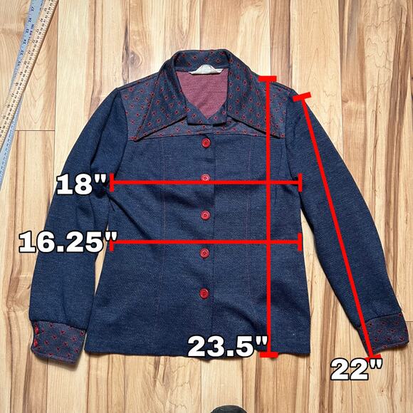 VINTAGE 70s JCPenney Heart Leisure Suit 2 Piece Size 4 Flare Hippie Retro Mod - Picture 2 of 7